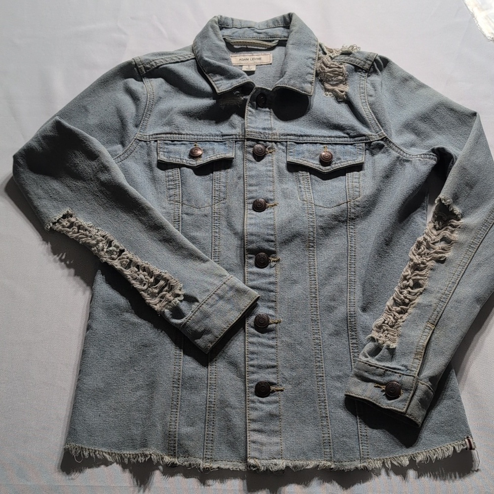 Adam Levine Denim jacket with ripped markings Size Small